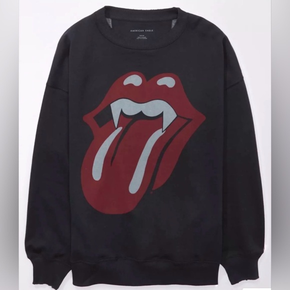American Eagle Outfitters Tops - American Eagle Halloween Rolling Stones Vampire Teeth Crewneck Sweatshirt Medium